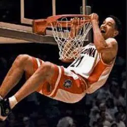 Bennet Davison dunking a basketball